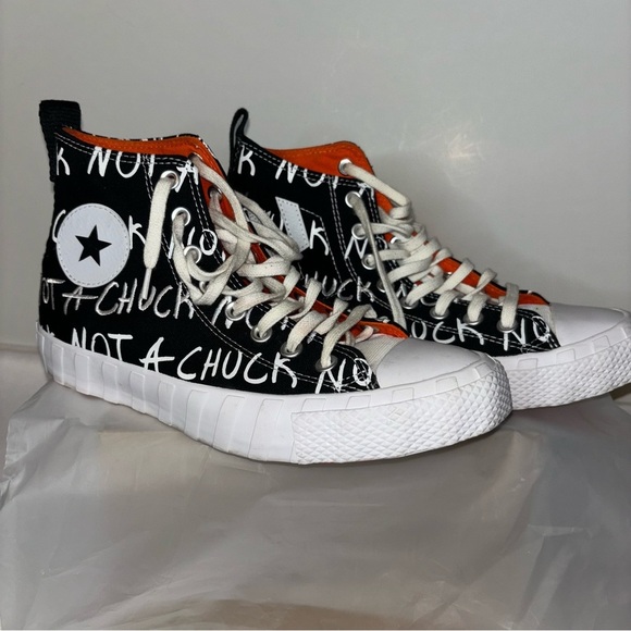 CONVERSE UNT1TL3D Hi Not a Chuck Black Men’s Graphic Sneakers Size 7.5 - Picture 2 of 9